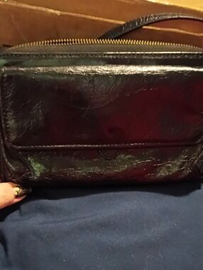 HOBO Black Leather Crossbody with Front Pocket
